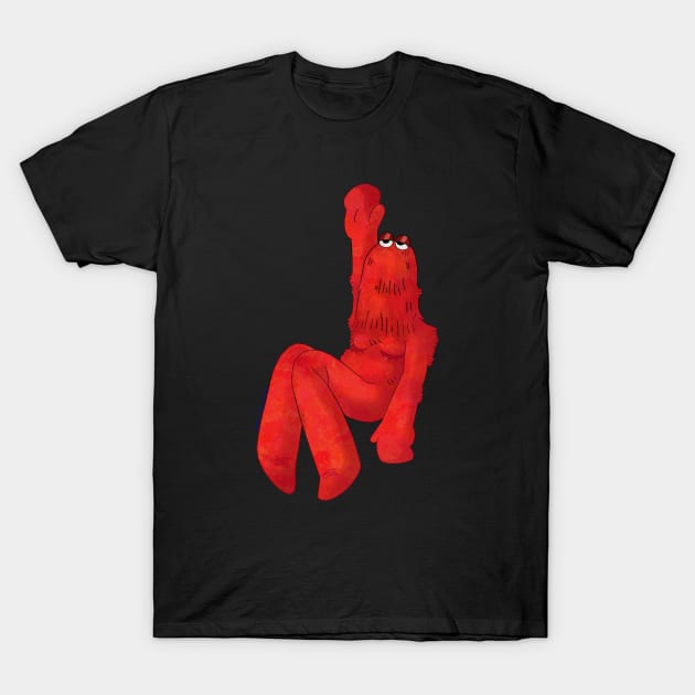 Red Guy Hanging by His Hand T-Shirt by Maru-Chan-Shop